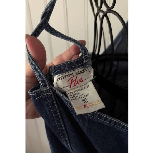 1990s Denim Mini Dress | Vintage Cross Back Light Jean Dress - Picture 3 of 5